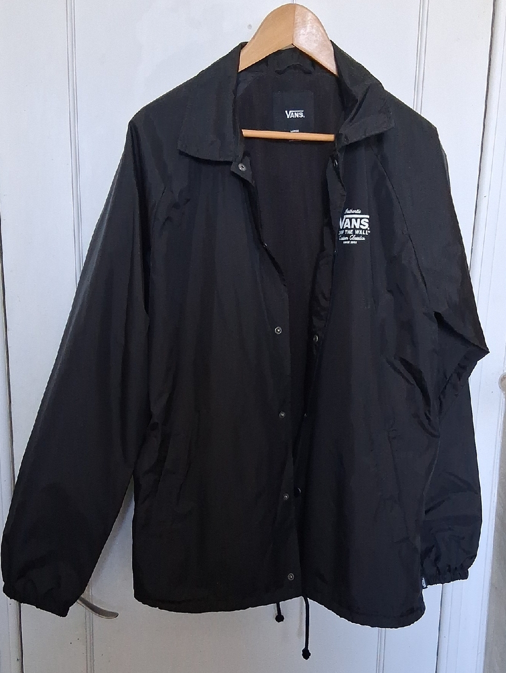Vans  Off The Wall Black Lightwight Windbreaker Skater Jacket with White Logo L